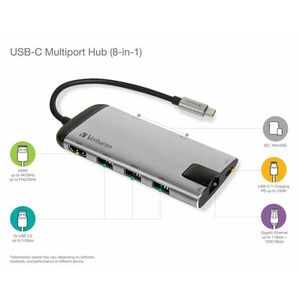 Verbatim USB-C dokovací stanice na USB-C 3.1, 3x USB-A 3.0, HDMI, Gigabit Ethernet, SD/microSD vyobraziť
