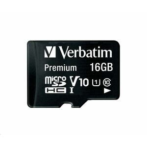 VERBATIM MicroSDHC karta 16GB Premium, U1 + SD adaptér vyobraziť