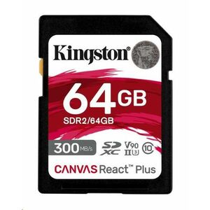 Kingston 64 GB Canvas React Plus SDHC UHS-II 300 R/260 W U3 V90 pre Full HD/4K/8K vyobraziť