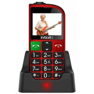 EVOLVEO EasyPhone FM, mobilný telefón pre seniorov s nabíjacím stojanom (červená farba) vyobraziť