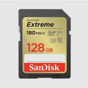 SanDisk SDXC karta 128GB Extreme (180 MB/s Class 10, UHS-I U3 V30) vyobraziť