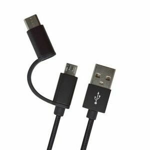Kábel 2v1 USB-C / micro USB čierny, 1 m, 2.4A vyobraziť