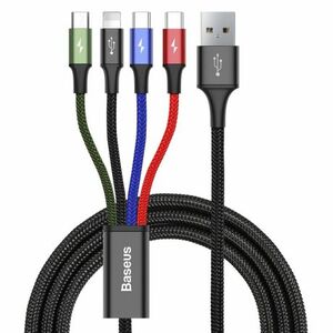 Baseus 4in1 kábel USB - 2x USB-C / Lightning / micro USB 3.5A 1.2m, čierny (CA1T4-B01) vyobraziť