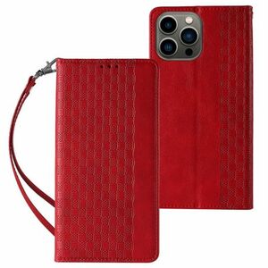 MG Magnet Strap knižkové kožené puzdro na iPhone 13 Pro, červené vyobraziť
