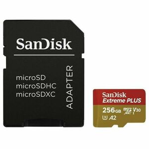 SanDisk micro SDXC karta 256GB Extreme PLUS (200 MB/s Class 10, UHS-I U3 V30) + adaptér vyobraziť