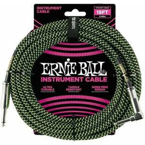 Ernie Ball P06082-EB Čierna-Zelená 5, 5 m Rovný - Zalomený vyobraziť