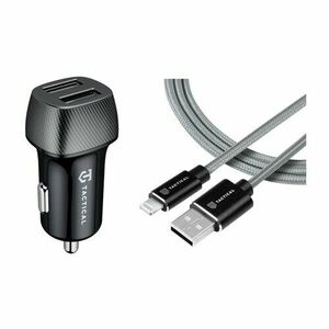 Tactical Field Plug Dual 12W + Tactical Fast Rope Aramid Cable USB-A/Lightning MFi 0.3m Grey vyobraziť