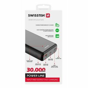 Swissten Power Line Powerbank 30000 mAh 20W PD Čierna vyobraziť