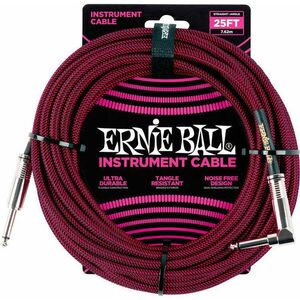 Ernie Ball P06062 Červená-Čierna 7, 5 m Rovný - Zalomený vyobraziť