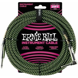Ernie Ball P06066 Čierna-Zelená 7, 5 m Rovný - Zalomený vyobraziť