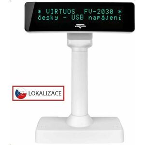 Virtuos VFD zákaznícky displej Virtuos FV-2030B 2x20 9mm, USB, biely vyobraziť