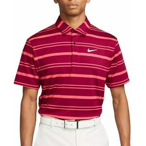 Nike Dri-Fit Tour Mens Polo Shirt Stripe Noble Red/Ember Glow/White L Polo košeľa vyobraziť