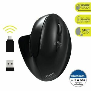 PORT CONNECT ERGONOMIC RECHARGEABL, bezdrátová ergonomická myš, 2, 4 Ghz a Bluetooth®, USB-A/C, černá vyobraziť