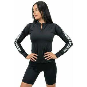 Nebbia Long Sleeve Zipper Top Winner Black S Fitness tričko vyobraziť