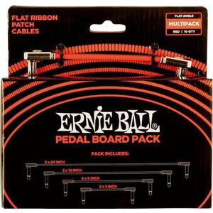 Ernie Ball Flat Ribbon Patch Cables Pedalboard Červená 15 cm-30 cm-60 cm-7, 5 cm Zalomený - Zalomený vyobraziť