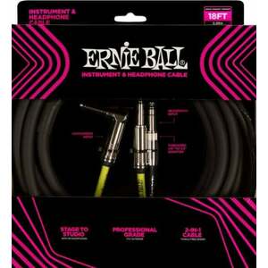Ernie Ball Instrument and Headphone Cable Čierna 50, 5 cm Rovný - Zalomený vyobraziť