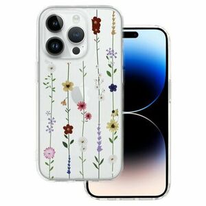 Puzdro Tel Protect iPhone 14, Lúčne kvety - transparentné vyobraziť