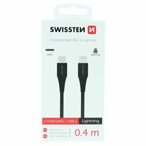 Dátový kábel Swissten USB-C/Lightning Fast Charge 3A 0, 4m Čierny vyobraziť