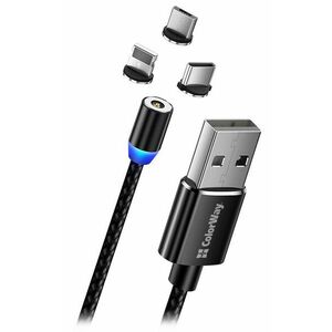 Colorway Nabíjací Kábel 3v1 Lightning+MicroUSB+USB-C/ Magnetic/ 2.4A/ Nylon/ 1m vyobraziť