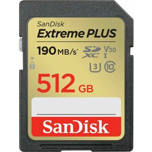 SanDisk SDXC karta 512GB Extreme PLUS (R 190 MB/s W130 MB/s Class 10, UHS-I U3 V30) vyobraziť