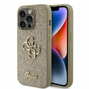 Guess PU Fixed Glitter 4G Metal Logo Zadní Kryt pro iPhone 15 Pro Gold vyobraziť