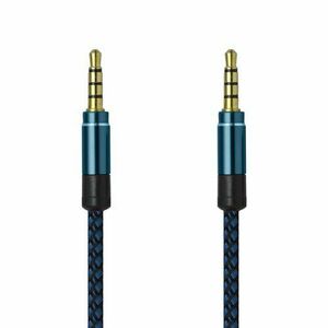 AUX modro-čierny textilný 1.5m kábel 2x3.5mm jack (ECO balenie) vyobraziť