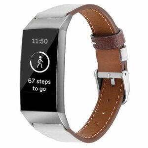 BStrap Leather Italy (Large) remienok na Fitbit Charge 3 / 4, white (SFI006C07) vyobraziť