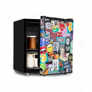 Klarstein Cool Vibe 46+, chladnička, 46 l, energet. trieda F, VividArt Concept, štýl stickerbomb vyobraziť