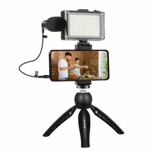 PULUZ Live Vlogger statív na mobil + LED svetlo a mikrofón, čierny (PKT3132B) vyobraziť