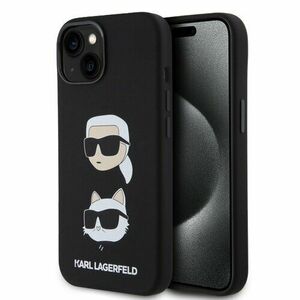Karl Lagerfeld Liquid Silicone Karl and Choupette Heads Zadní Kryt pro iPhone 15 Black vyobraziť
