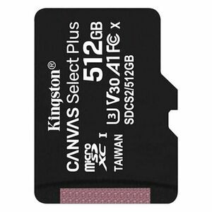 Kingston CANVAS SELECT PLUS/micro SD/512GB/100MBps/UHS-I U3 / Class 10 vyobraziť