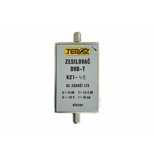 Anténny zosilňovač TEROZ 496X, UHF K21 až 48, filtr 5G, LTE, GSM, G14dB, F2dB, U95dBμV, F-F vyobraziť