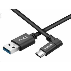 Dátový a nabíjací kábel USB - USB Type-C, 100cm, konektor v uhle 90 °, čierny vyobraziť