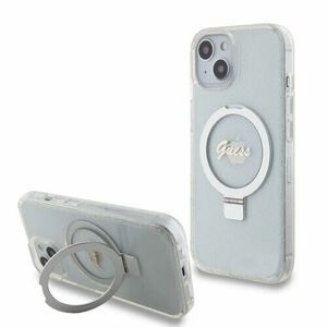 Guess IML Ring Stand Glitter MagSafe Zadní Kryt pro iPhone 15 Transparent vyobraziť