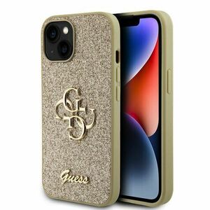 Guess PU Fixed Glitter 4G Metal Logo Zadní Kryt pro iPhone 13 Gold vyobraziť