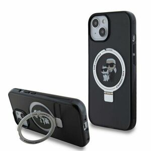 Puzdro Karl Lagerfeld Ringstand Karl and Choupette MagSafe iPhone 15 - čierne vyobraziť