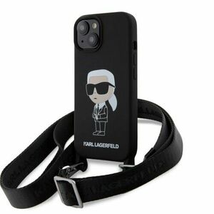 Karl Lagerfeld Liquid Silicone Crossbody Ikonik Zadní Kryt pro iPhone 15 Black vyobraziť