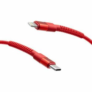 mobilNET pletený kábel TypeC na Lightning 20W 2M 3A, červený vyobraziť