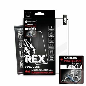 Ochranné sklo celotvárové + Ochranné sklo na kameru iPhone 15 Pro Max, Sturdo Rex, čierne vyobraziť