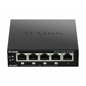 D-Link DES-1005P B1 5-Port 10/100 PoE Desktop Switch, 4x PoE+, 60W pre PoE vyobraziť