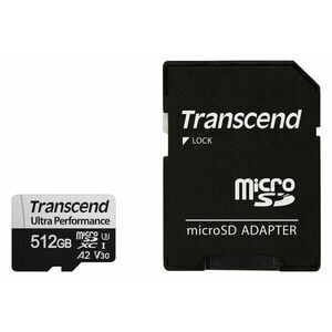 Transcend 512GB microSDXC 340S UHS-I U3 V30 A2 3D TLC (Class 10) pamäťová karta (s adaptérom), 160MB/s R, 125MB/s W vyobraziť