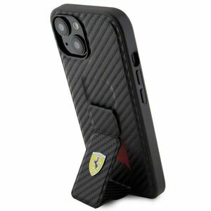 Ferrari Carbon Grip Stand Zadní Kryt pro iPhone 15 Black vyobraziť