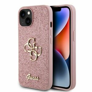 Guess PU Fixed Glitter 4G Metal Logo Zadní Kryt pro iPhone 13 Pink vyobraziť