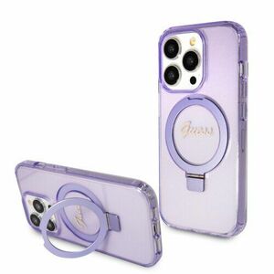 Guess IML Ring Stand Glitter MagSafe Zadní Kryt pro iPhone 15 Pro Purple vyobraziť