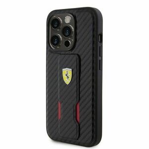 Ferrari Carbon Grip Stand Zadní Kryt pro iPhone 15 Pro Max Black vyobraziť