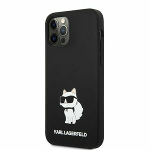 Puzdro Karl Lagerfeld Liquid Silicone Choupette NFT iPhone 12/12 Pro - čierne vyobraziť