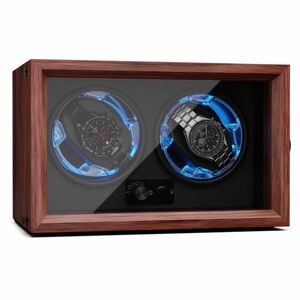 Klarstein Brienz 2, naťahovač hodiniek, 2 hodinky, 4 režimy, drevený vzhľad, modré vnútorné osvetlenie vyobraziť