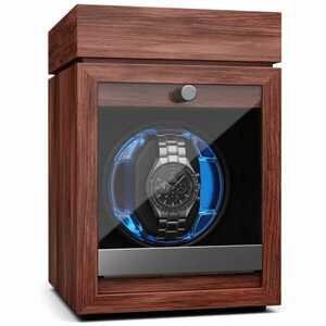 Klarstein Brienz 1, naťahovač hodiniek, 1 hodinky, 4 režimy, drevený vzhľad, modré vnútorné osvetlenie vyobraziť