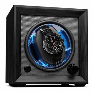 Klarstein Brienz 1, naťahovač hodiniek, 1 hodinky, 4 režimy, drevený vzhľad, modré vnútorné osvetlenie vyobraziť