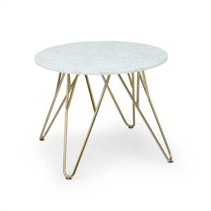 Besoa Round Pearl, konferenčný stolík, 55 x 45 cm (Ø x V), mramorový vzhľad, zlatý/biely vyobraziť